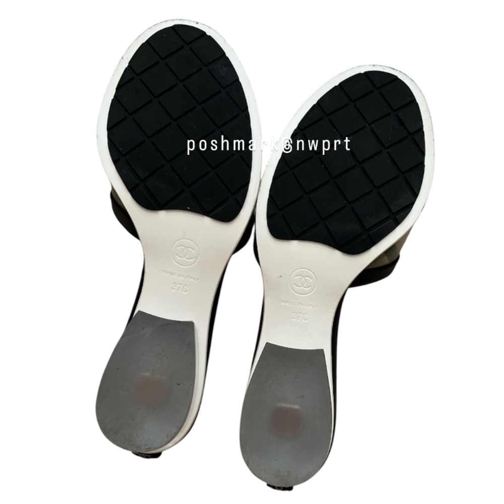 CHANEL 💯 Logo PVC Slides Sandals Mules Transparent Clear Black 37 7 Box Bag SS19 - Picture 11 of 17